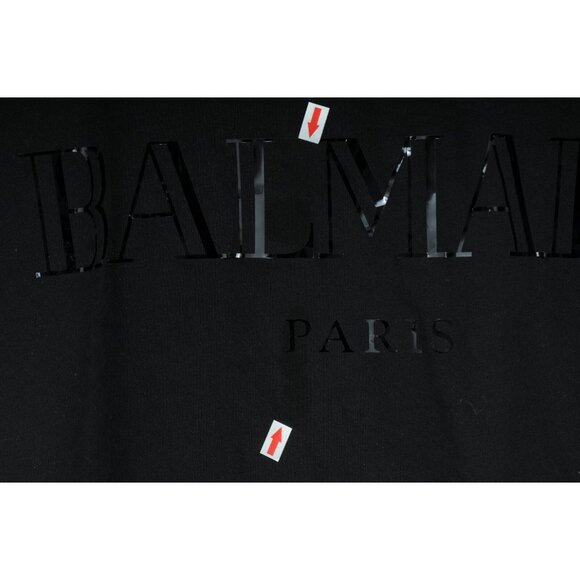 Balmain Men Logo T Shirt Size Medium  Black Short Sleeve Cotton - Picture 5 of 7